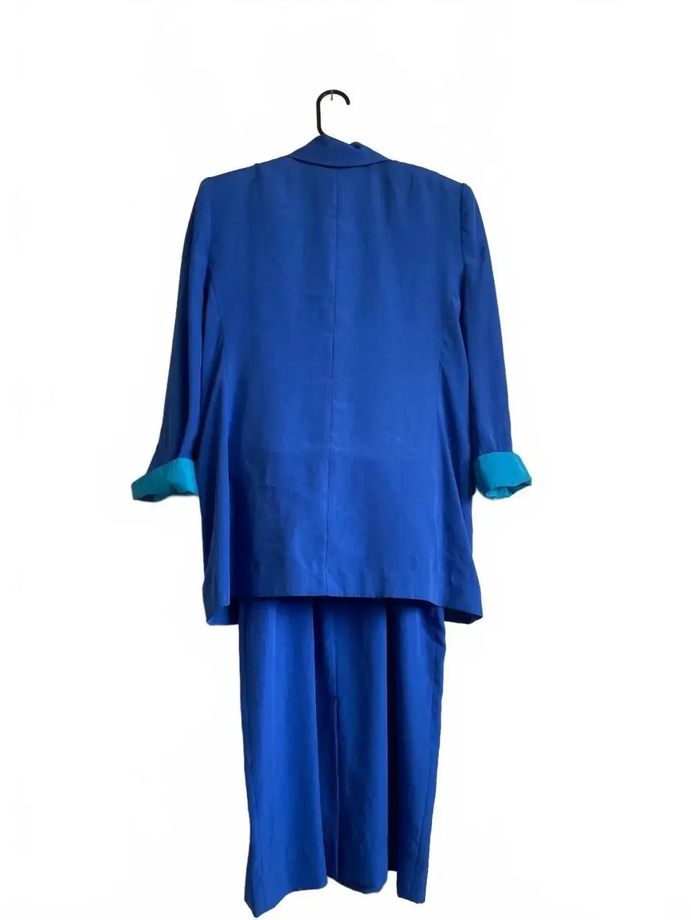 Leslie Fay vintage Two-Tone Blue Dress mod retro pMatching Blazer Belt Size 10